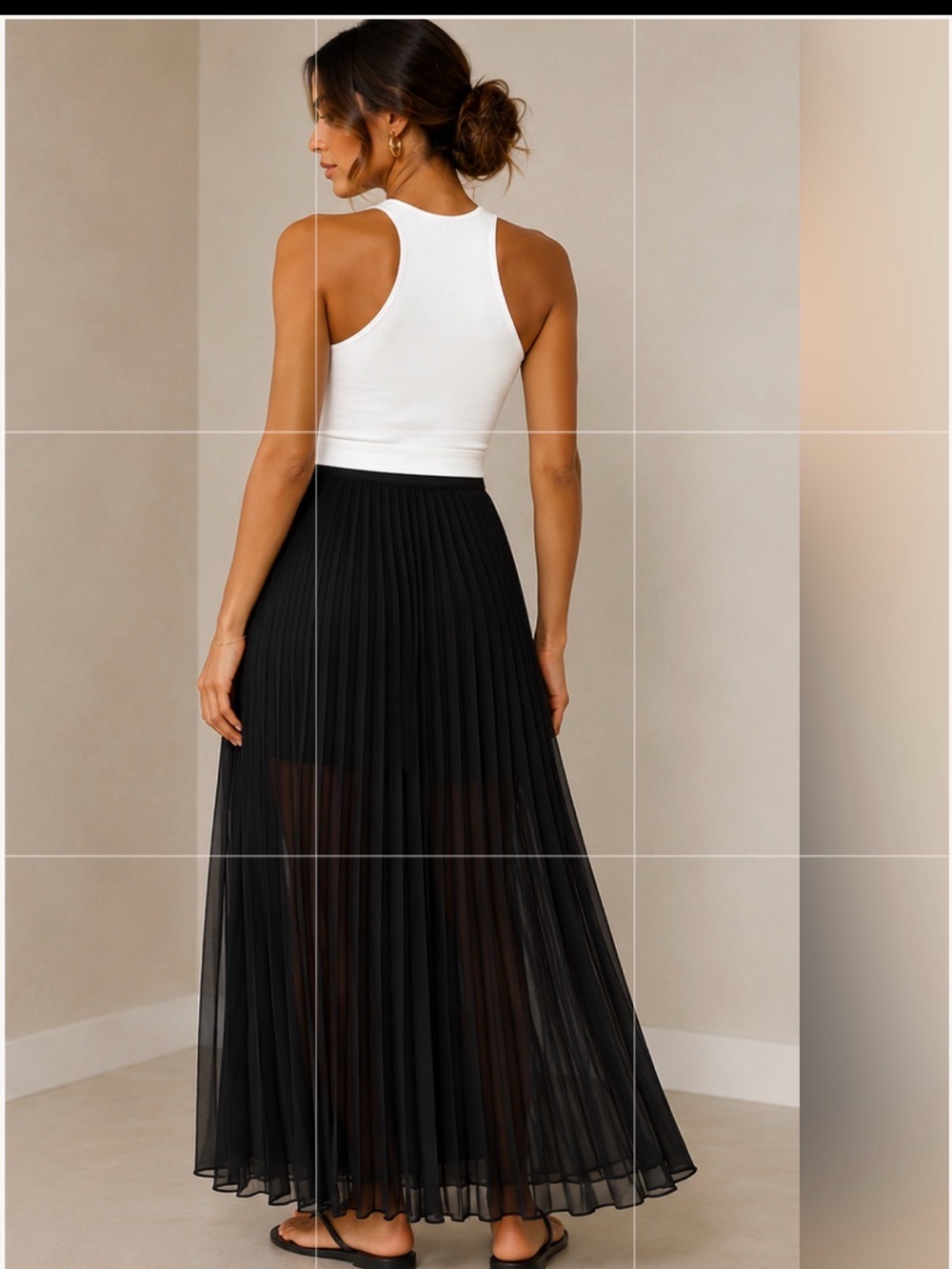 Black Pleated Maxi Skirt - Picture 2 of 6